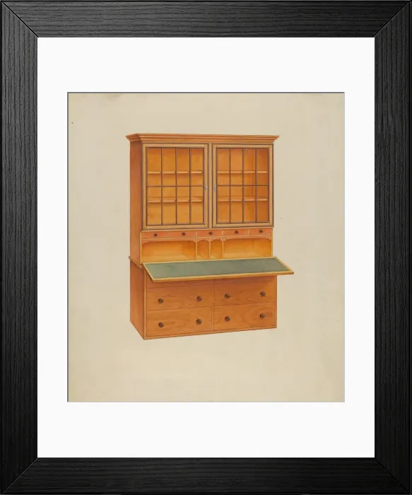 Framed Print : Shaker Secretary Desk, c. 1937. Creator: John W Kelleher Framed Print : Shaker Secretary Desk, c. 1937. Creator: John W Kelleher