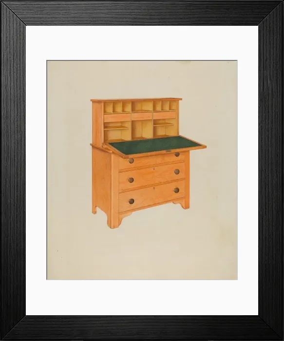 Framed Print : Shaker Desk, c. 1937. Creator: John W Kelleher Framed Print : Shaker Desk, c. 1937. Creator: John W Kelleher