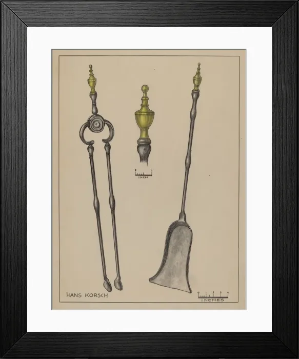 Framed Print : Fire Shovel and Tongs, c. 1936. Creator: Hans Korsch Framed Print : Fire Shovel and Tongs, c. 1936. Creator: Hans Korsch