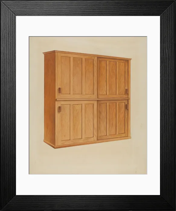 Framed Print : Shaker Bookcase, c. 1937. Creator: John W Kelleher Framed Print : Shaker Bookcase, c. 1937. Creator: John W Kelleher