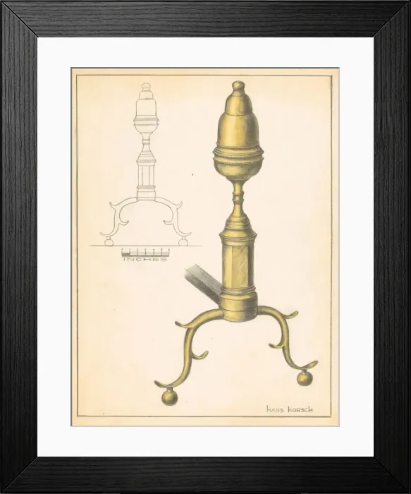 Framed Print : Andiron (one of pair), c. 1936. Creator: Hans Korsch
