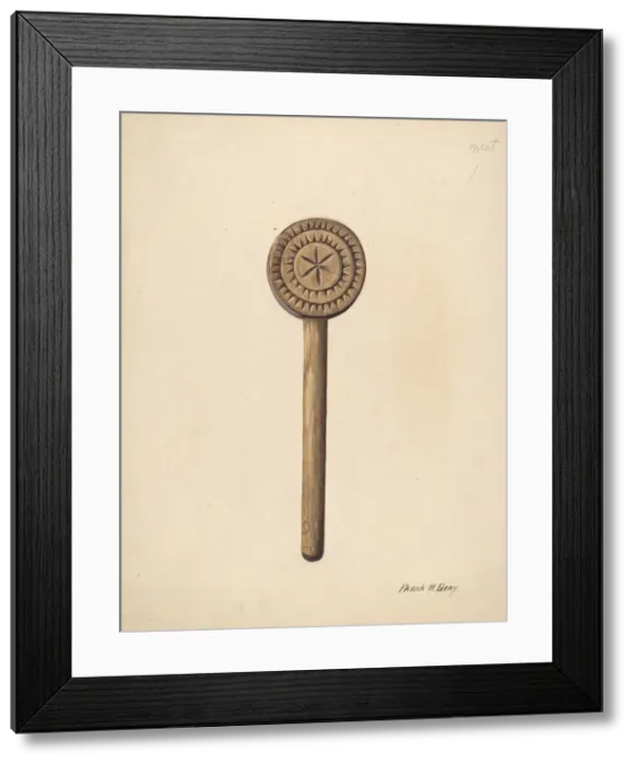 Framed Print : Wooden Butter Stamp, c. 1937. Creator: Frank Gray Framed Print : Wooden Butter Stamp, c. 1937. Creator: Frank Gray