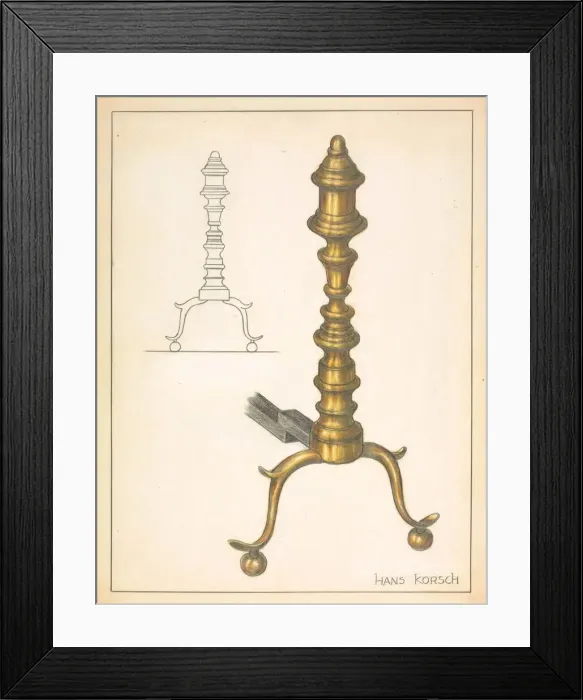 Framed Print : Andiron (one of pair), c. 1936. Creator: Hans Korsch Framed Print : Andiron (one of pair), c. 1936. Creator: Hans Korsch