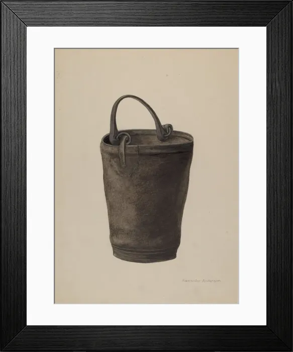 Framed Print : Leather Water Bucket, c. 1938. Creator: Alexander Anderson Framed Print : Leather Water Bucket, c. 1938. Creator: Alexander Anderson