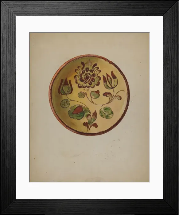 Framed Print : Pa. German Plate, c. 1936. Creator: Albert J. Levone Framed Print : Pa. German Plate, c. 1936. Creator: Albert J. Levone