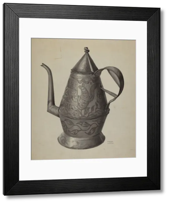 Framed Print : Pa. German Coffee Pot, c. 1936. Creator: Frances Lichten Framed Print : Pa. German Coffee Pot, c. 1936. Creator: Frances Lichten
