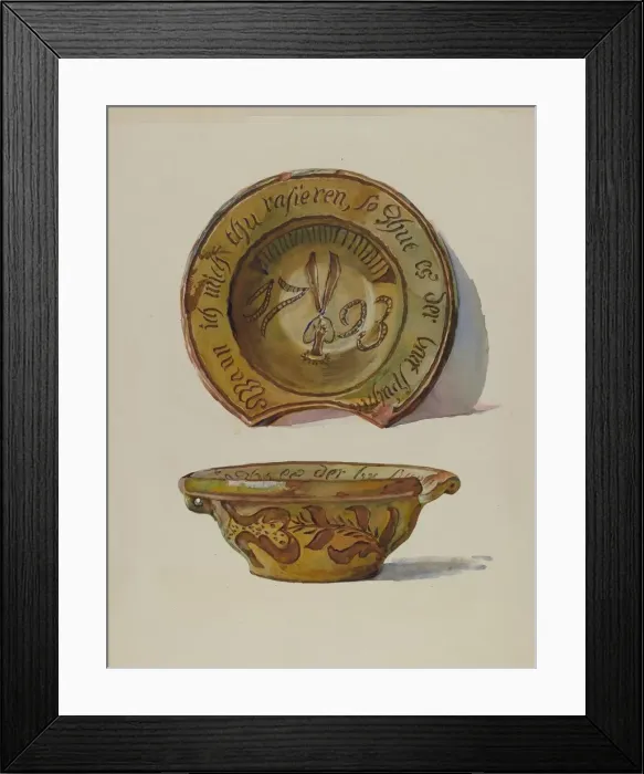 Framed Print : Pa. German Shaving Basin, c. 1936. Creator: Frances Lichten Framed Print : Pa. German Shaving Basin, c. 1936. Creator: Frances Lichten