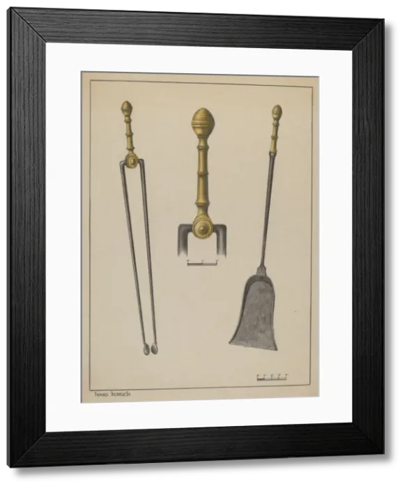 Framed Print : Fire Tongs and Shovel, c. 1937. Creator: Hans Korsch Framed Print : Fire Tongs and Shovel, c. 1937. Creator: Hans Korsch
