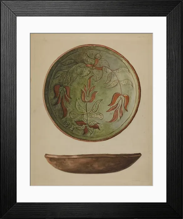Framed Print : Pa. German Plate, c. 1937. Creator: Charles Garjian Framed Print : Pa. German Plate, c. 1937. Creator: Charles Garjian