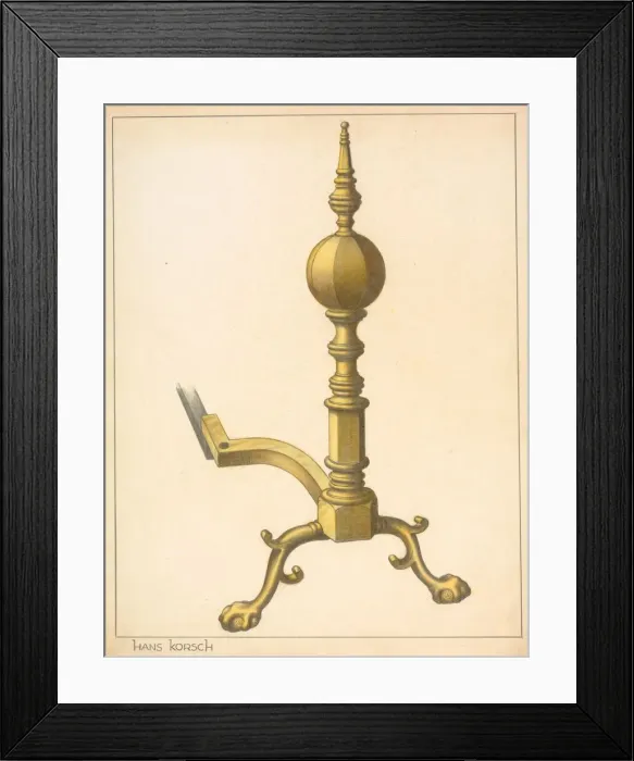 Framed Print : Andiron (one of pair), c. 1937. Creator: Hans Korsch Framed Print : Andiron (one of pair), c. 1937. Creator: Hans Korsch