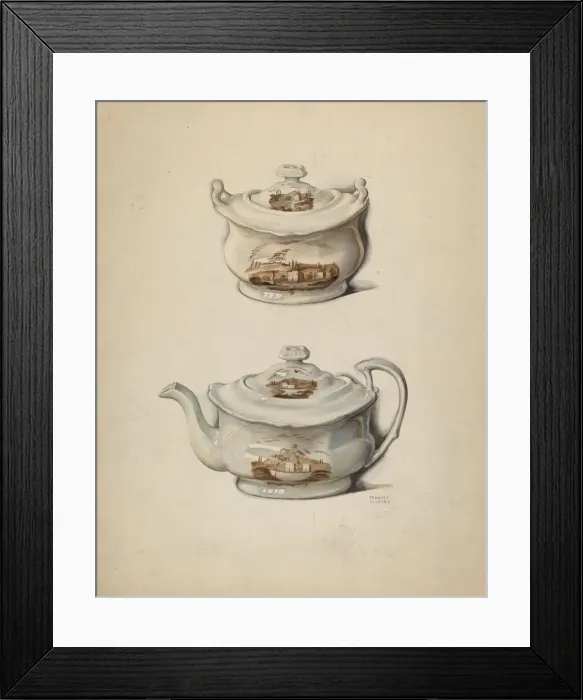 Framed Print : Sugar Bowl and Teapot, c. 1936. Creator: Frances Lichten Framed Print : Sugar Bowl and Teapot, c. 1936. Creator: Frances Lichten