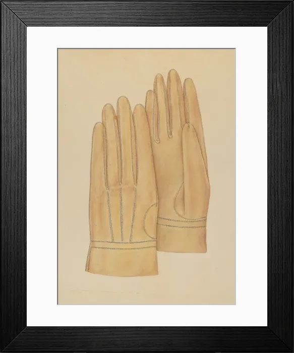 Framed Print : Mans Gloves, c. 1938. Creator: Melita Hofmann Framed Print : Mans Gloves, c. 1938. Creator: Melita Hofmann