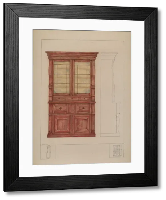 Framed Print : Bookcase and Writing Desk, c. 1936. Creator: Henry Meyers Framed Print : Bookcase and Writing Desk, c. 1936. Creator: Henry Meyers