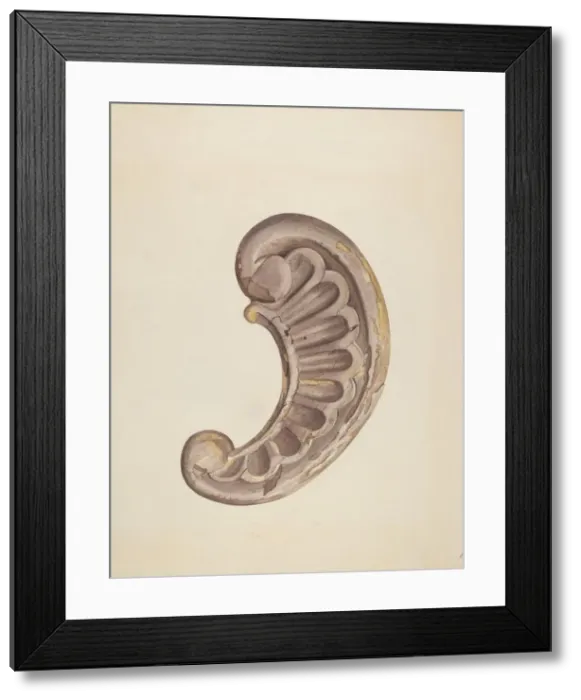 Framed Print : Wood Carving - Scroll, c. 1939. Creator: Harry King Framed Print : Wood Carving - Scroll, c. 1939. Creator: Harry King