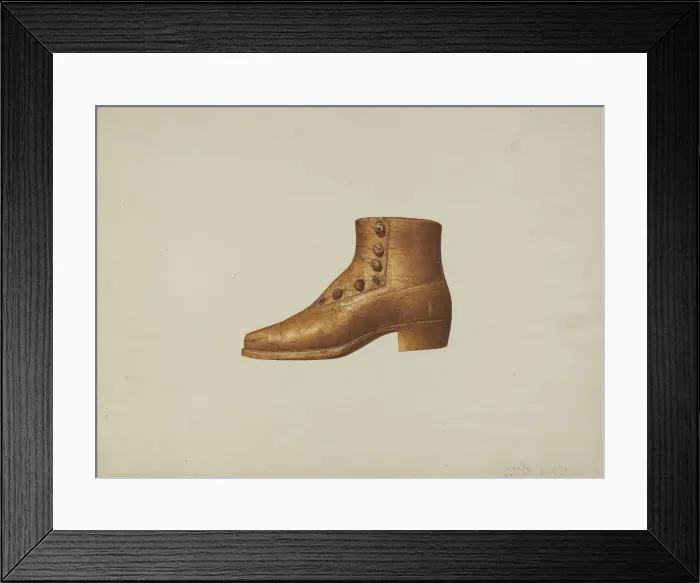 Framed Print : Shop Sign: Mans Shoe, c. 1939. Creator: Dorothy Handy Framed Print : Shop Sign: Mans Shoe, c. 1939. Creator: Dorothy Handy
