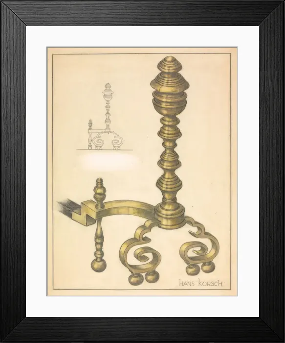 Framed Print : Andirons (right and left), c. 1939. Creator: Hans Korsch Framed Print : Andirons (right and left), c. 1939. Creator: Hans Korsch