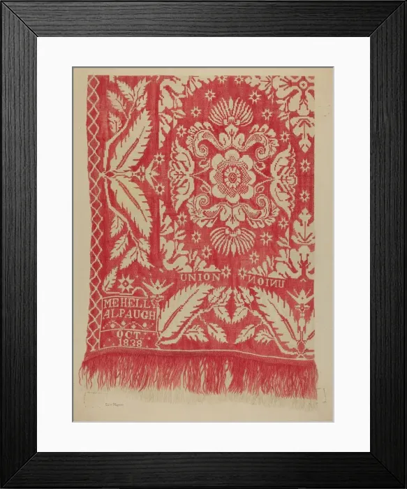 Framed Print : Woven Coverlet, c. 1939. Creator: Edith Magnette Framed Print : Woven Coverlet, c. 1939. Creator: Edith Magnette