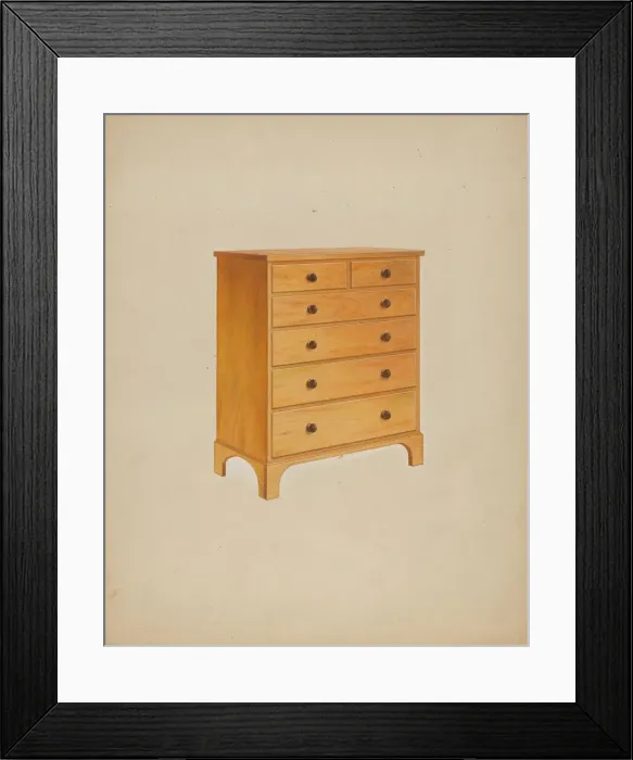 Framed Print : Shaker Chest of Drawers, c. 1938. Creator: John W Kelleher Framed Print : Shaker Chest of Drawers, c. 1938. Creator: John W Kelleher