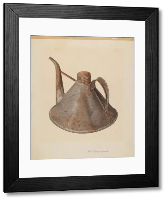 Framed Print : Spouted Oil Can, c. 1938. Creator: Lloyd Charles Lemcke Framed Print : Spouted Oil Can, c. 1938. Creator: Lloyd Charles Lemcke