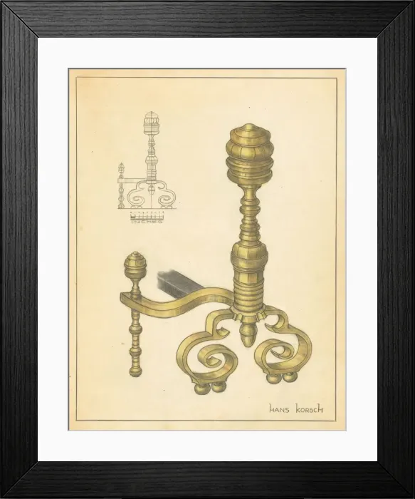 Framed Print : Andiron (one of pair), c. 1939. Creator: Hans Korsch Framed Print : Andiron (one of pair), c. 1939. Creator: Hans Korsch