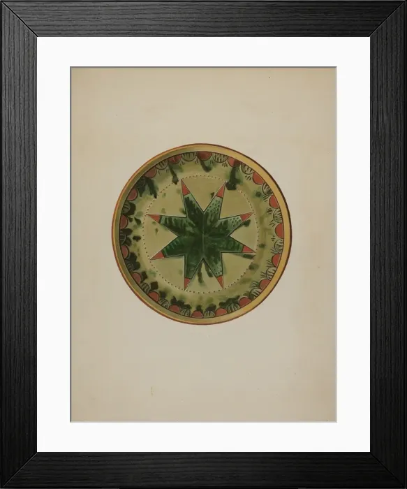 Framed Print : Pa. German Plate, c. 1939. Creator: Henry Moran Framed Print : Pa. German Plate, c. 1939. Creator: Henry Moran