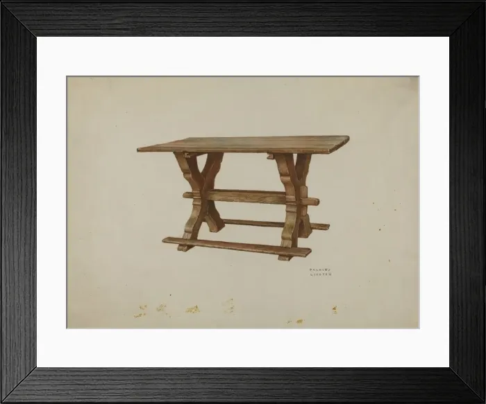 Framed Print : Pa. German Table, c. 1938. Creator: Frances Lichten Framed Print : Pa. German Table, c. 1938. Creator: Frances Lichten
