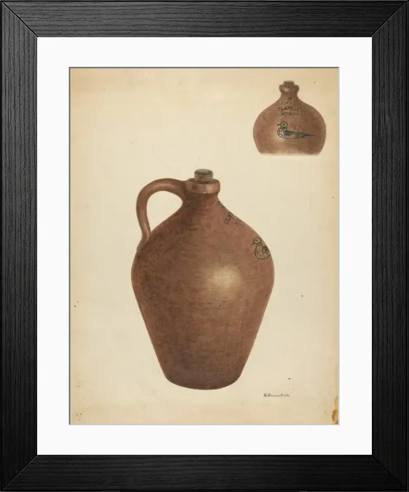Framed Print : Stoneware Jug, c. 1940. Creator: Nicholas Amantea Framed Print : Stoneware Jug, c. 1940. Creator: Nicholas Amantea
