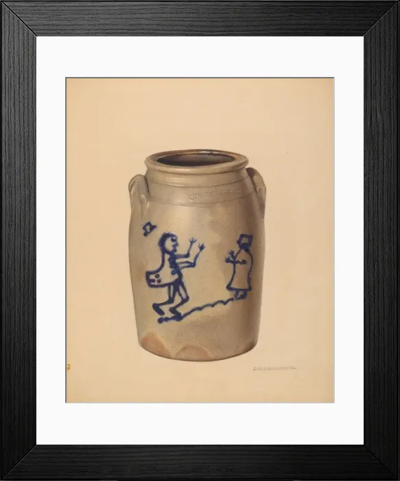 Framed Print : Stoneware Crock, c. 1938. Creator: George Loughridge Framed Print : Stoneware Crock, c. 1938. Creator: George Loughridge