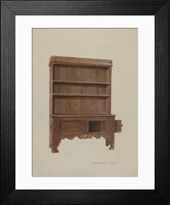 Framed Print : Pa. German Pewter Cupboard, c. 1939. Creator: Henrietta S. Hukill Framed Print : Pa. German Pewter Cupboard, c. 1939. Creator: Henrietta S. Hukill