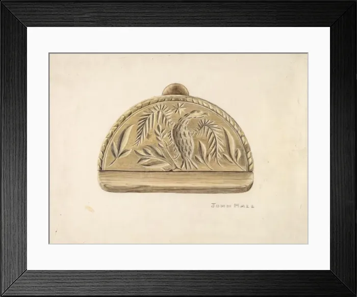 Framed Print : Butter Mold, c. 1939. Creator: John Hall Framed Print : Butter Mold, c. 1939. Creator: John Hall
