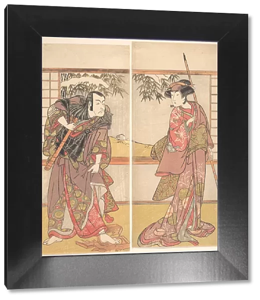 Kabuki Actors Osagawa Tsuneyo II and Ichikawa Danjuro V, ca. 1780s. Creator: Shunsho