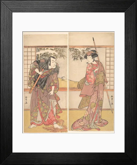 Framed Print : Kabuki Actors Osagawa Tsuneyo II and Ichikawa Danjuro V, ca. 1780s. Creator: Shunsho Framed Print : Kabuki Actors Osagawa Tsuneyo II and Ichikawa Danjuro V, ca. 1780s. Creator: Shunsho