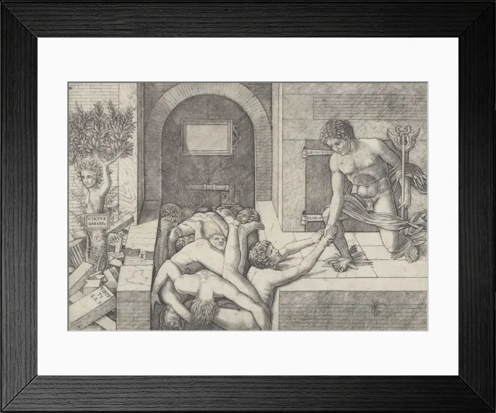 Framed Print : Ignorance and Mercury (an allegory of Virtue and Vice), Mercury kneeling at right... ca Framed Print : Ignorance and Mercury (an allegory of Virtue and Vice), Mercury kneeling at right... ca