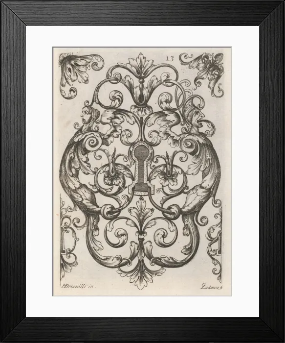 Framed Print : Diverses Pieces de Serruriers, page 14 (recto), ca. 1663. Creator: Jean Berain Framed Print : Diverses Pieces de Serruriers, page 14 (recto), ca. 1663. Creator: Jean Berain