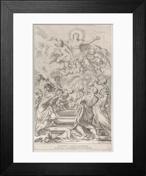 Framed Print : Plate 2: the Assumption of the Virgin, 1678. Creator: Giuseppe Maria Mitelli Framed Print : Plate 2: the Assumption of the Virgin, 1678. Creator: Giuseppe Maria Mitelli