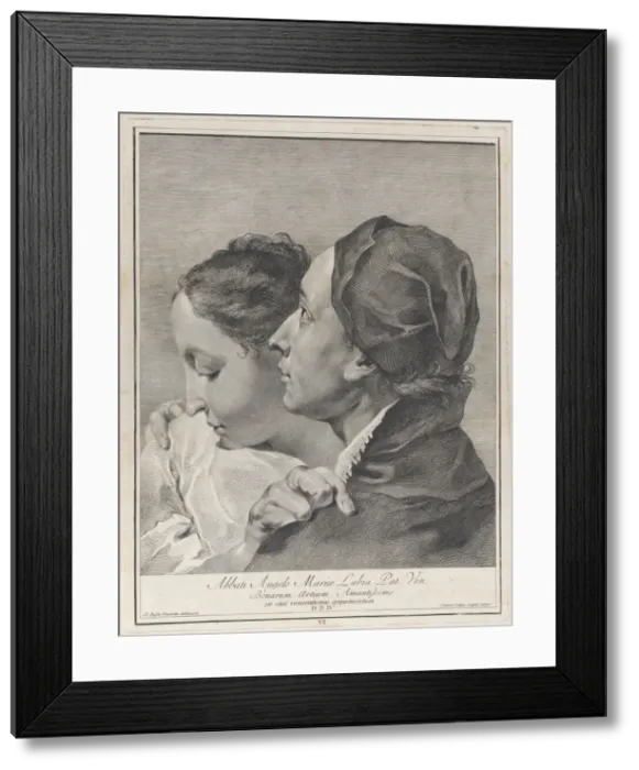 Framed Print : A young man embracing a girl, 1743. Creator: Giovanni Cattini Framed Print : A young man embracing a girl, 1743. Creator: Giovanni Cattini