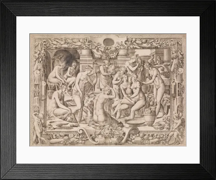 Framed Print : Women Bathing, 1535-55. Creator: Jean Mignon Framed Print : Women Bathing, 1535-55. Creator: Jean Mignon