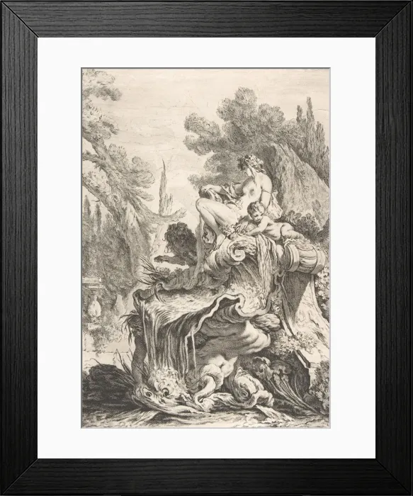 Framed Print : The Seated Nymph (Une fontaine avec une naiade assise sur une conque), ca. 1740 Framed Print : The Seated Nymph (Une fontaine avec une naiade assise sur une conque), ca. 1740