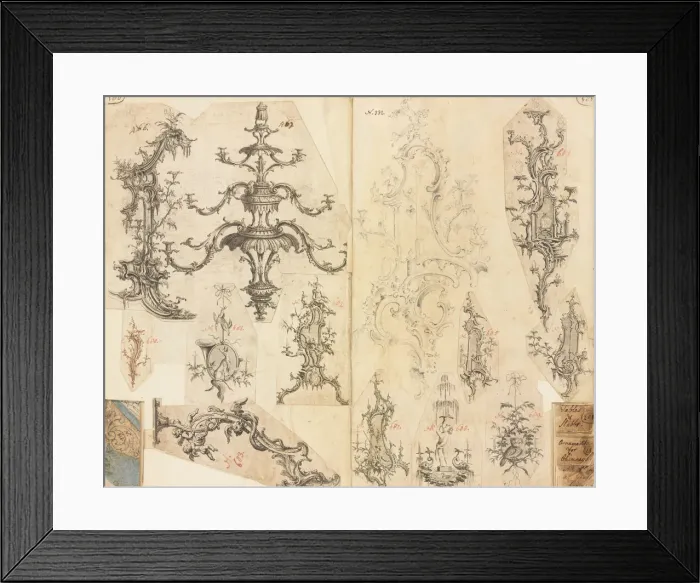 Framed Print : Scrapbook of Working Designs, ca. 1760. Creator: Gideon Saint Framed Print : Scrapbook of Working Designs, ca. 1760. Creator: Gideon Saint