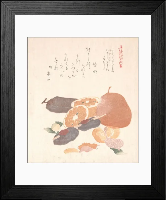 Framed Print : Oranges and Dried Persimmons, 19th century. Creator: Kubo Shunman Framed Print : Oranges and Dried Persimmons, 19th century. Creator: Kubo Shunman