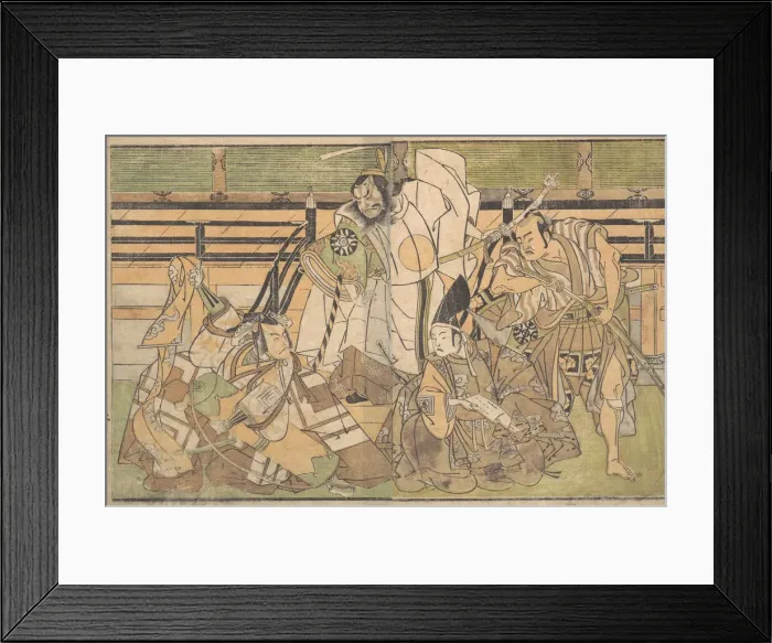 Framed Print : Four Actors in Unidentified Roles, late 18th century. Creator: Shunsho Framed Print : Four Actors in Unidentified Roles, late 18th century. Creator: Shunsho