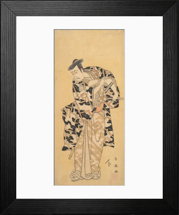 Framed Print : The Actor Ichikawa Yaozo III as Fuwa Banzaemon in a Thunder Robe, Playing with a Fan Framed Print : The Actor Ichikawa Yaozo III as Fuwa Banzaemon in a Thunder Robe, Playing with a Fan