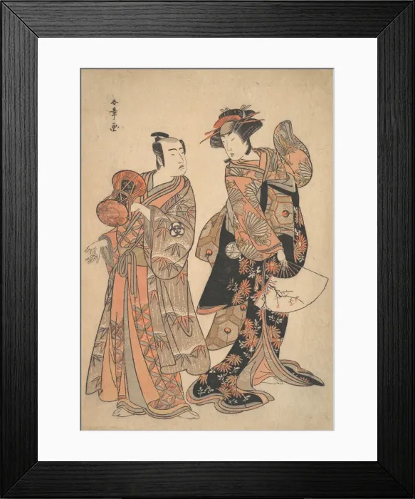 Framed Print : The Third Segawa Kikunojo as Ochiyo and Bando Mitsugoro as Hanbei, 5th month, 1781. Creator: Shunsho Framed Print : The Third Segawa Kikunojo as Ochiyo and Bando Mitsugoro as Hanbei, 5th month, 1781. Creator: Shunsho