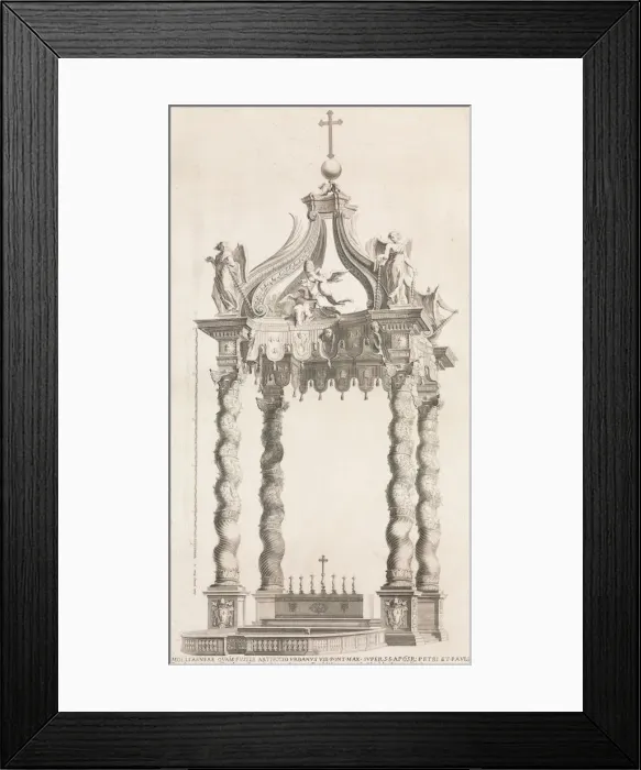 Framed Print : Isolated View of Berninis Baldacchino. Plate 39 from the Album Basilica di S. Pietro Framed Print : Isolated View of Berninis Baldacchino. Plate 39 from the Album Basilica di S. Pietro
