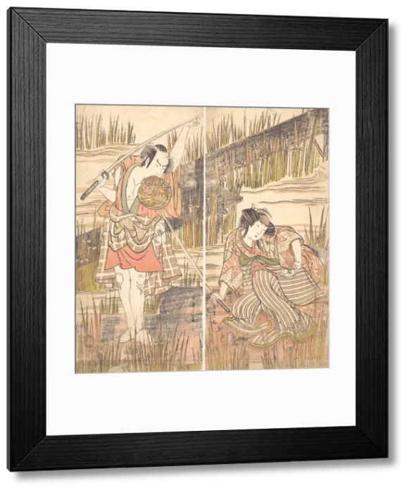 Framed Print : The Actor Onoye Matsusuke with Sword Held Above His Head with Both Hands, ca. 1778. Creator: Shunsho Framed Print : The Actor Onoye Matsusuke with Sword Held Above His Head with Both Hands, ca. 1778. Creator: Shunsho