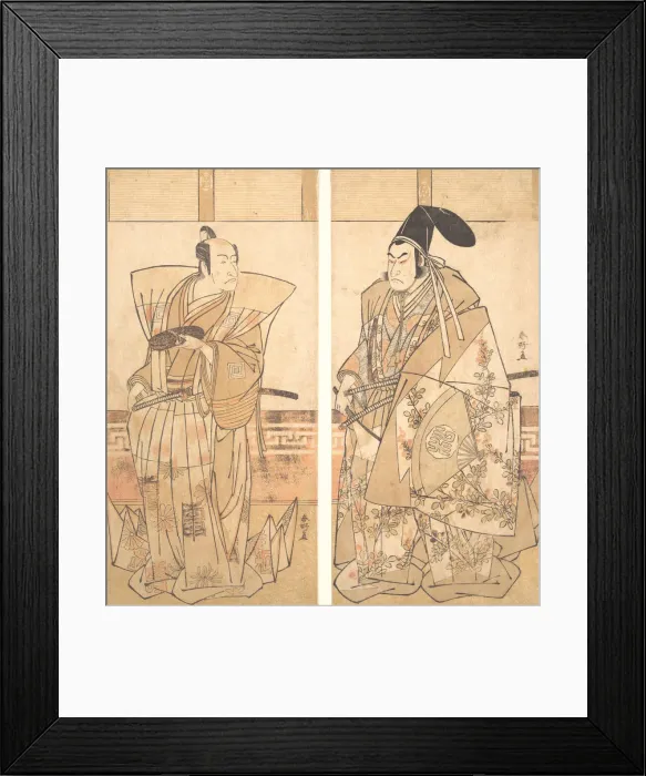 Framed Print : Two Actors Dressed in Ceremonial Costumes, ca. 1787. Creator: Katsukawa Shunko Framed Print : Two Actors Dressed in Ceremonial Costumes, ca. 1787. Creator: Katsukawa Shunko