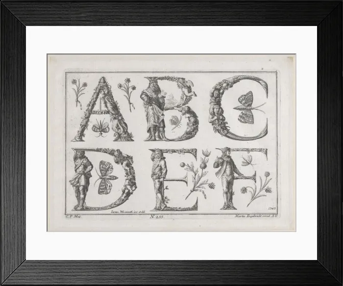 Framed Print : Decorated Roman alphabet, 18th century. 18th century. Creator: Jeremias Wachsmuth Framed Print : Decorated Roman alphabet, 18th century. 18th century. Creator: Jeremias Wachsmuth