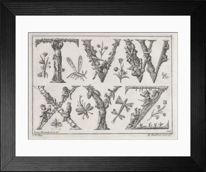 Framed Print : Decorated Roman alphabet, 18th century. 18th century. Creator: Jeremias Wachsmuth Framed Print : Decorated Roman alphabet, 18th century. 18th century. Creator: Jeremias Wachsmuth