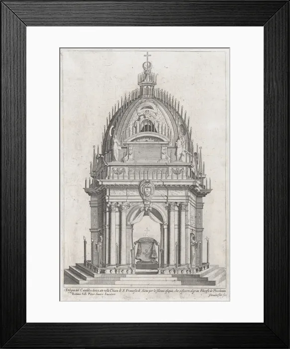 Framed Print : Design of the catafalque for Francesco Piccolomini, 1607. Creator: Giovanni Florimi Framed Print : Design of the catafalque for Francesco Piccolomini, 1607. Creator: Giovanni Florimi