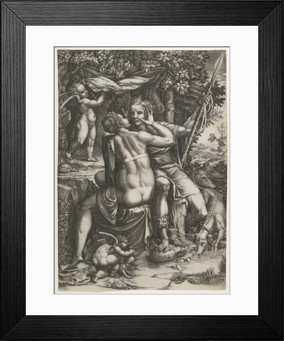 Framed Print : Venus and Adonis, ca. 1570. Creator: Giorgio Ghisi Framed Print : Venus and Adonis, ca. 1570. Creator: Giorgio Ghisi